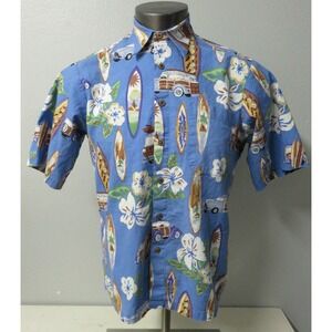 Mens Reyn Spooner Hawaiian Shirt Joe Kealohas Size M Cotton Floral Surfboard Car